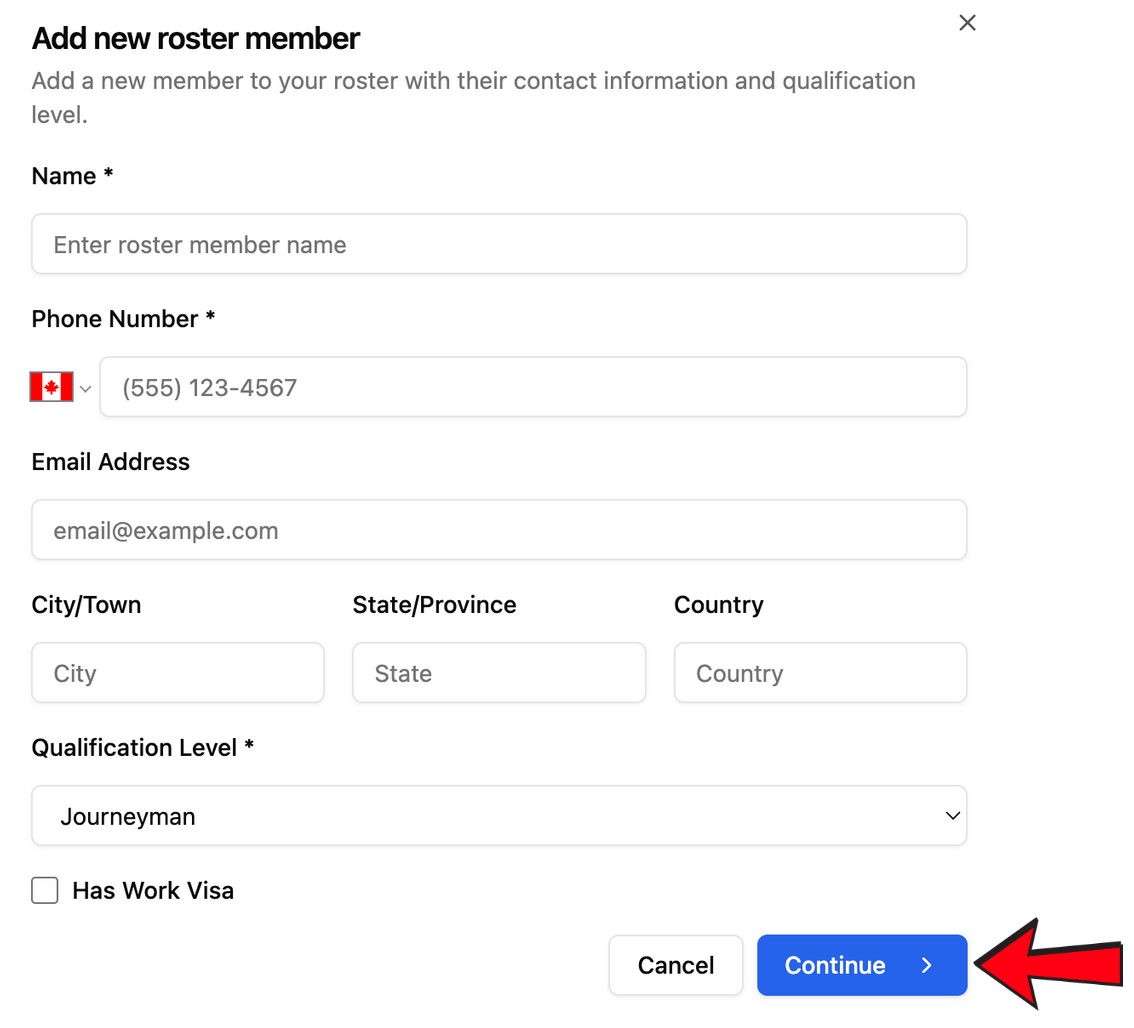 Enter Required Information form